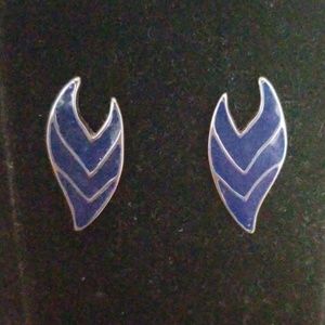 Vintage silver & blue enamel earrings